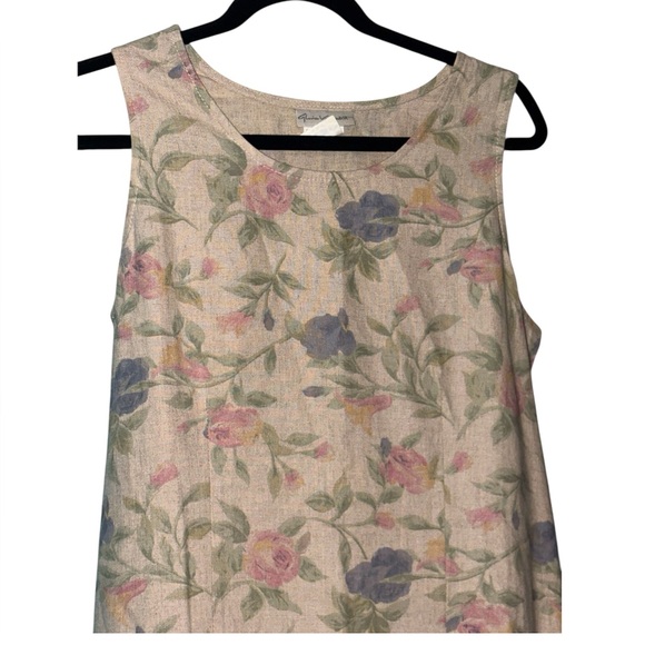 Vintage GLORIA VANDERBILT Linen Rayon Floral Maxi Dress - Picture 3 of 6